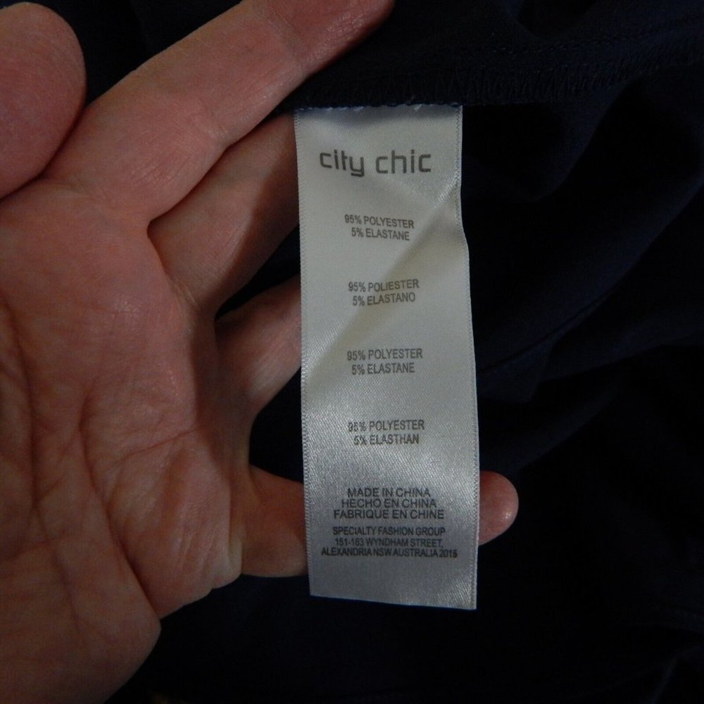 CITY CHIC dress veronica vintage fit flare knee length navy blue plus XXL 24 24W - Picture 8 of 8